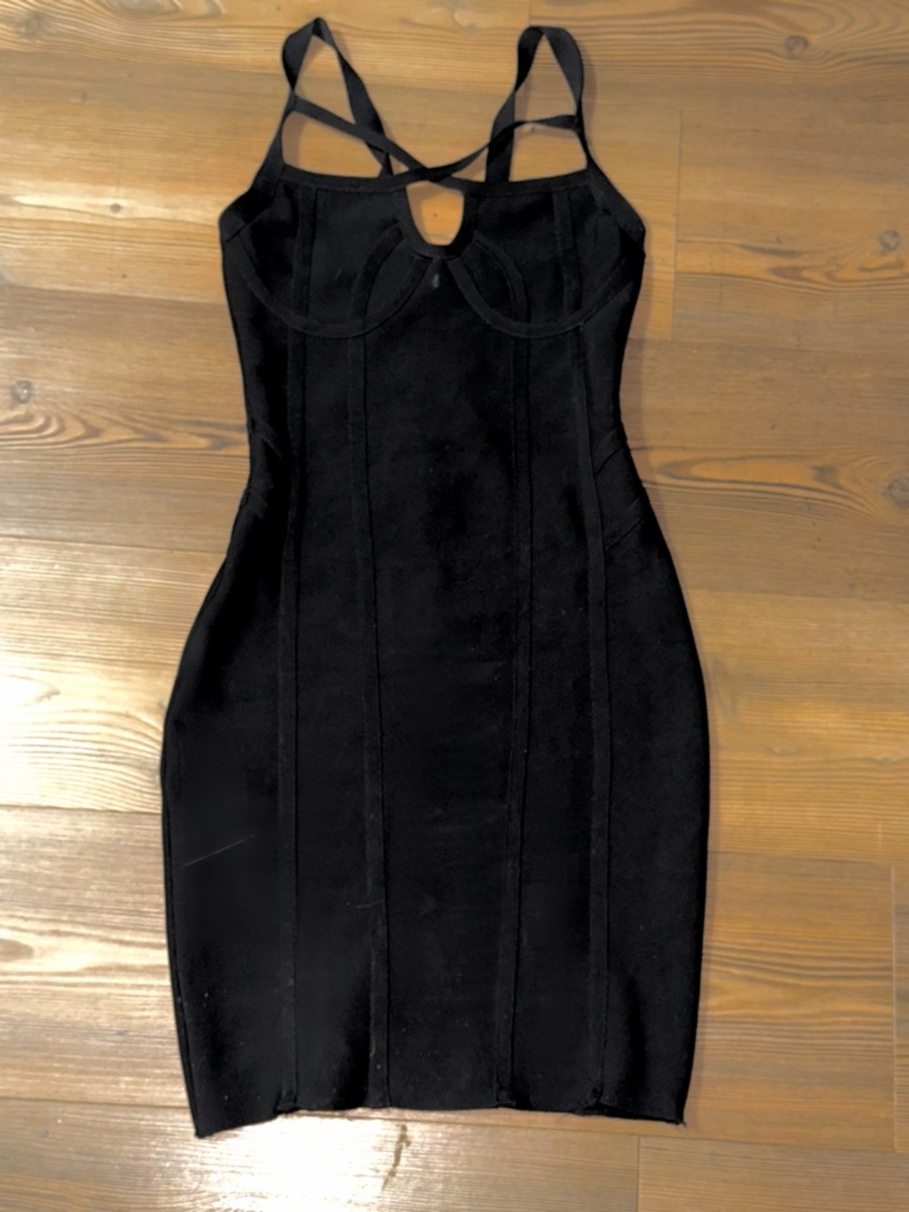 Black Strappy Bodycon Dress - Women's